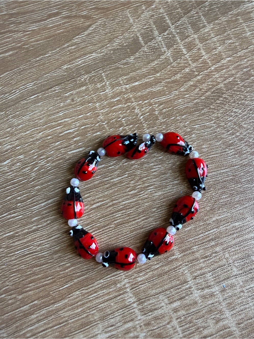 Ladybug Beaded Stretch Bracelet